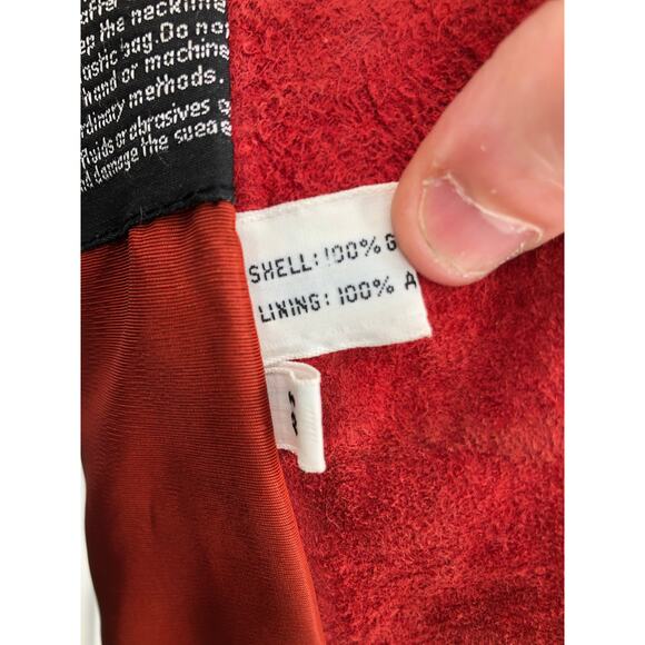 Vintage Pandara Sz 16 Red Suede Real Leather Jacket Womens - Picture 7 of 7